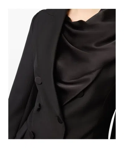 Nina Ricci Draped Blazer With Attached Scarf And Satin Detail In Multi
