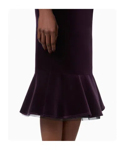 Nina Ricci Knee Length Velvet Skirt With Ruffled Hem In Purple