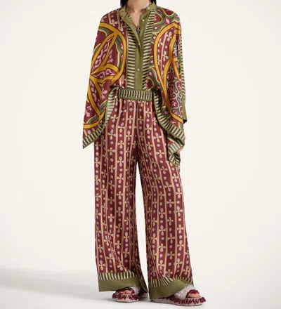 La Doublej Printed Silk-twill Wide-leg Pants In Beige