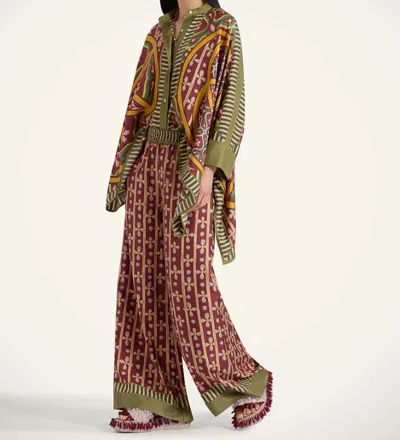 La Doublej Printed Silk-twill Wide-leg Pants In Beige