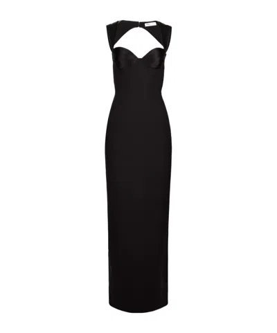 Nina Ricci Satin-panelled Open-back Maxi Dress In Black