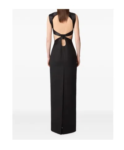 Nina Ricci Satin-panelled Open-back Maxi Dress In Black