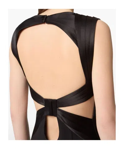 Nina Ricci Satin-panelled Open-back Maxi Dress In Black