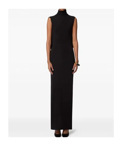 Nina Ricci Draped High-neck Maxi Dress In Black