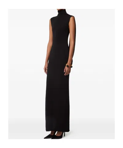 Nina Ricci Draped High-neck Maxi Dress In Black