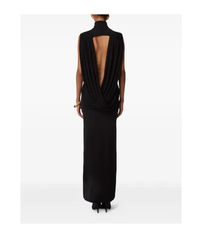 Nina Ricci Draped High-neck Maxi Dress In Black