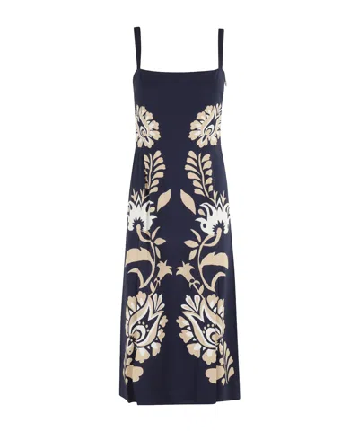 La Doublej Buy Me A Martini Floral-print Crepe Midi Dress In Blue
