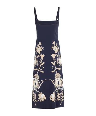 La Doublej Buy Me A Martini Floral-print Crepe Midi Dress In Blue