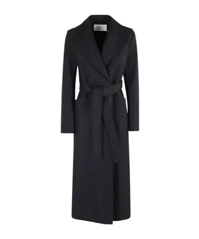 Harris Wharf London Long Coat In Pressed Wool In Black