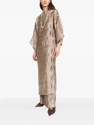 By Malene Birger Tralaido Bateau-neck Plisse Midi Dress In Neutral