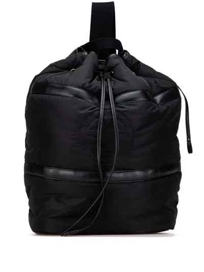 Pre-owned Saint Laurent 2023 Nylon Rive Gauche Drawstring Backpack In Black