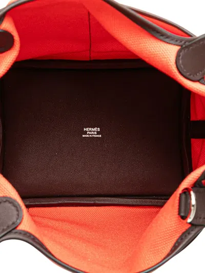 Pre-owned Hermes 2023 Toile Goeland And Swift Cargo Picotin Lock 18 Handbag In Pink