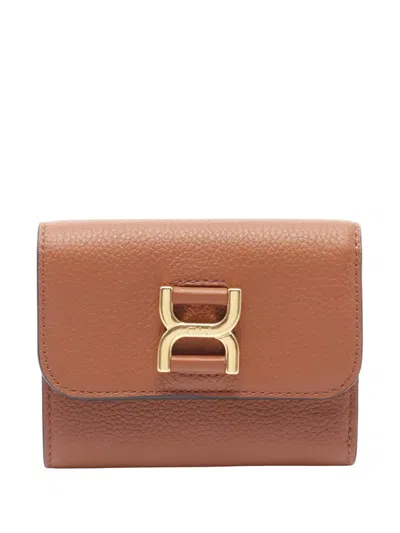 Pre-owned Chloé 2010-2025 Marcie Tri-fold Wallet Small Wallets In Brown