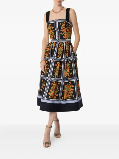 Carolina Herrera Cotton Faille Midi Dress In Black