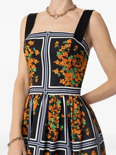 Carolina Herrera Cotton Faille Midi Dress In Black