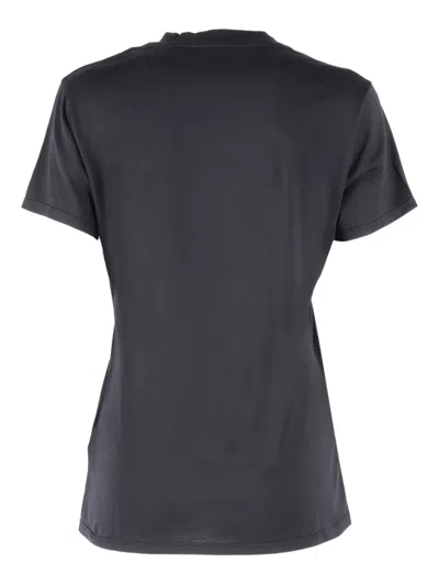 Dondup V-neck Embroidered T-shirt In Black