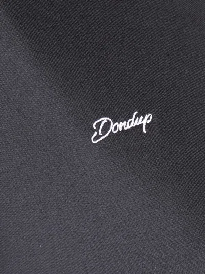 Dondup V-neck Embroidered T-shirt In Black