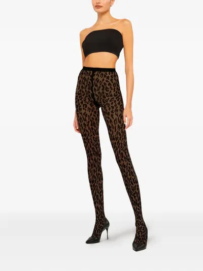 Wolford Josey Leopard Pattern Tights In Animal Print