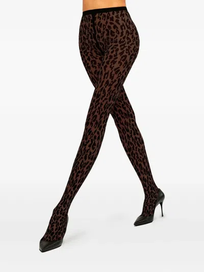 Wolford Josey Leopard Pattern Tights In Animal Print