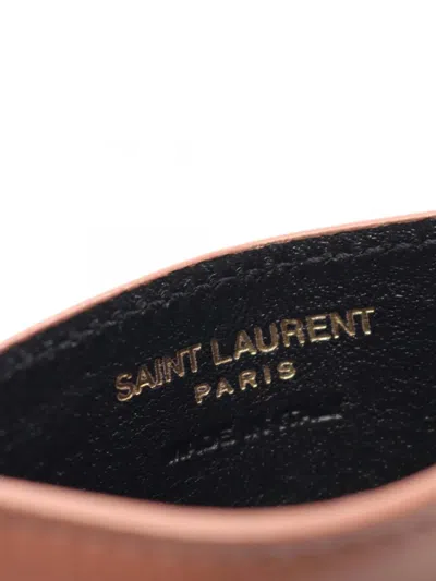 Pre-owned Saint Laurent 2013-2025 Lambskin Cassandre Case Card Holder In Pink