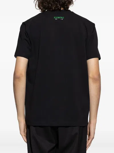 Iceberg Logo Graphic Print Short Sleeve T-shirt In Black