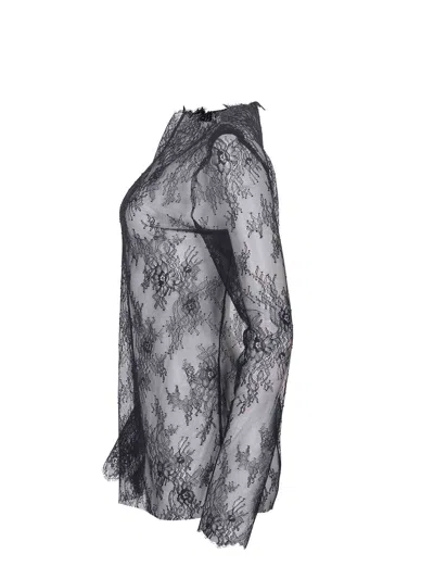 Alberta Ferretti Alberta Ferreti Lace Ls T-shirt In Gray