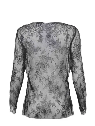 Alberta Ferretti Alberta Ferreti Lace Ls T-shirt In Gray