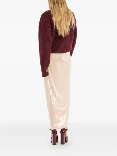 Rotate Birger Christensen Knit Turtleneck Jumper In Burgundy