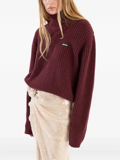 Rotate Birger Christensen Knit Turtleneck Jumper In Burgundy