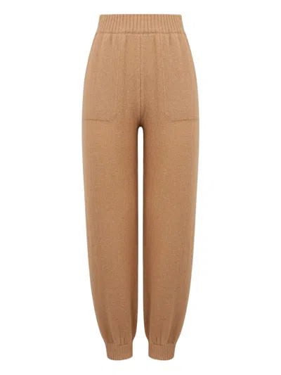 Msgm Ribbed Wool Track Pants In Neutral