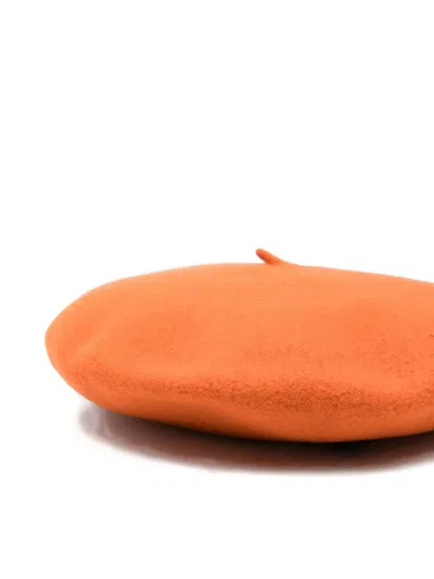 Borsalino Wool Basque Beret In Orange