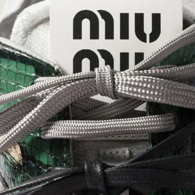 Miu Miu Gymnasium Technical Fabric And Python-print Ayers Leather Sneakers In Multi