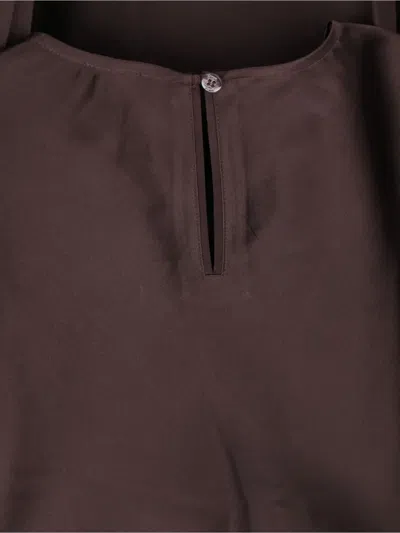 Staud Marcel Ruched Stretch-silk Charmeuse Midi Dress In Brown