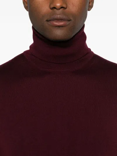 Alpha Studio Vibrant Red Merino Wool Turtleneck Sweater In Red