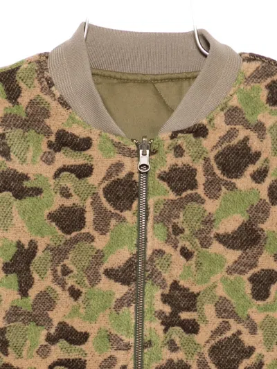 Chesapeake's Sleeveless Camouflage Jacket With Ribbed Collar In Green