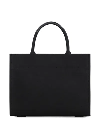 Versace Studded Logo Canvas Tote Bag In Black
