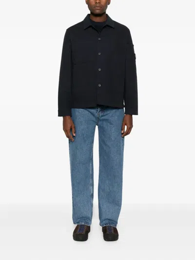 C.p. Company Men Knitwear Crew Neck In Merino Wool Felted In Blue