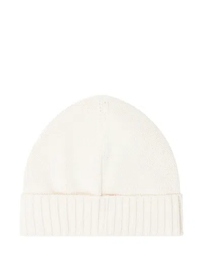 Stone Island Ribbed Beanie In White