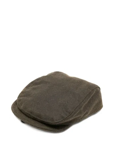 Barbour Logo-plaque Cotton Beret In Brown