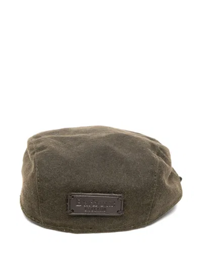 Barbour Logo-plaque Cotton Beret In Brown
