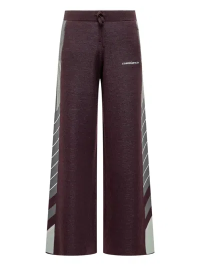 Casablanca "diagonal" Tennis Pants In Burgundy