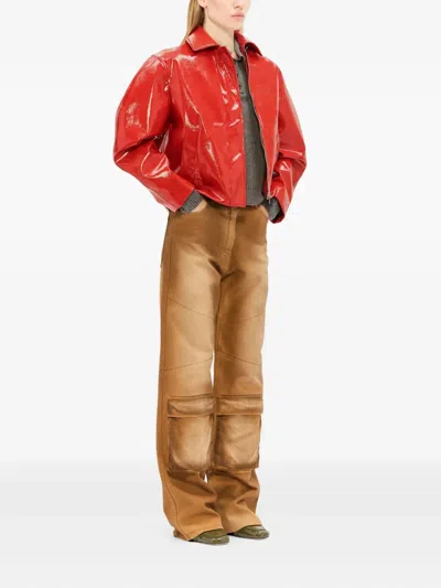 Msgm Polo Shirt With Argyle Pattern In Gray