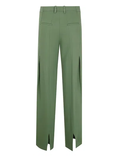 Semicouture Tailored Trousers With Pleats And Pockets In Green