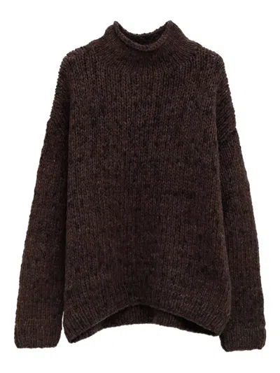 Lauren Manoogian Brown Handknit Paint Rollneck Sweater In Brown