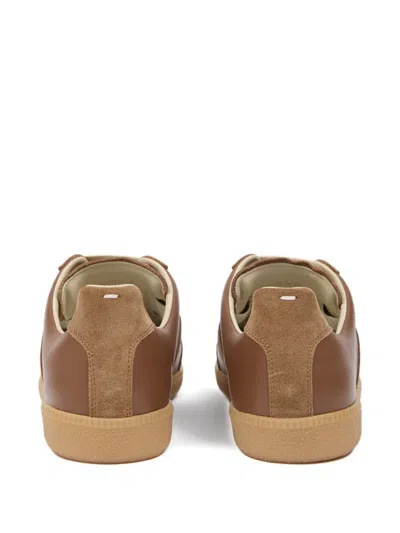 Maison Margiela Brown Suede Panel Low-top Sneakers In Brown