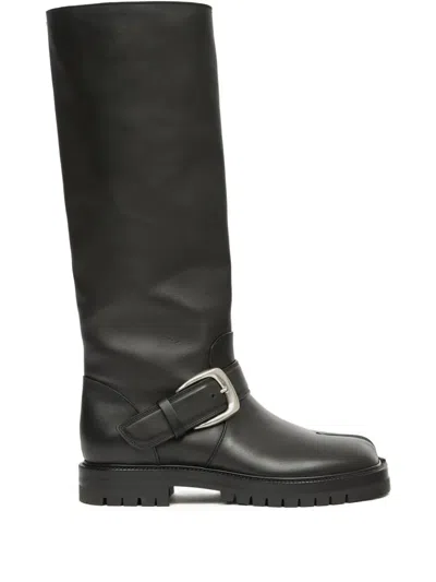 Maison Margiela Knee-high Tabi Boots Featuring Buckle Detail In Black