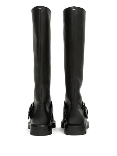 Maison Margiela Knee-high Tabi Boots Featuring Buckle Detail In Black