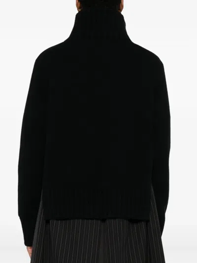 Sacai Stripe Doeskin X Wool Knit Coat Dress In Blue