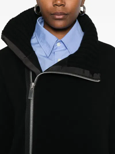 Sacai Stripe Doeskin X Wool Knit Coat Dress In Blue