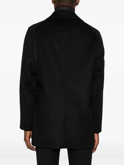 Hugo Boss Mid-length Wool-cashmere Blend Coat In Black
